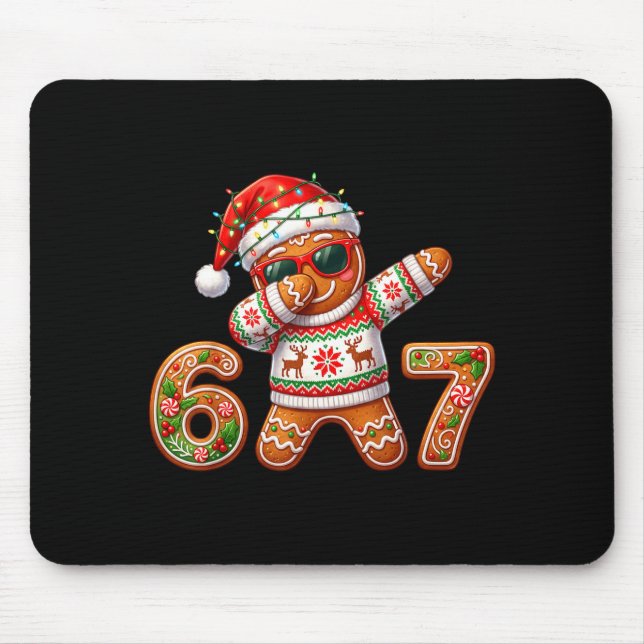 Funny Gingerbread Six Seven 67 Ice Cream Drip Chri Mouse Mat (Front)