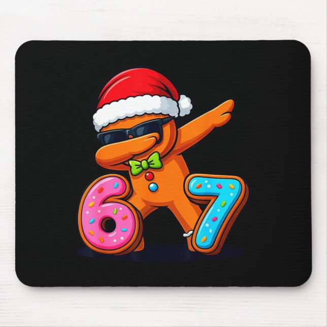 Funny Gingerbread Six Seven 67 Ice Cream Drip Chri Mouse Mat (Front)