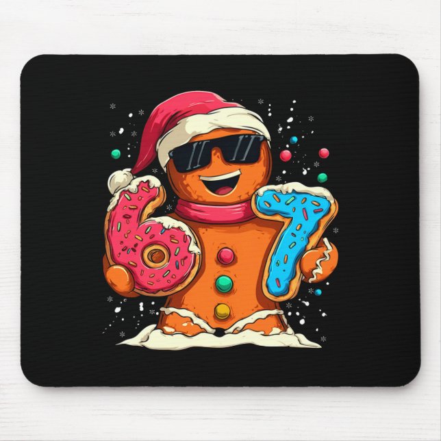 Funny Gingerbread Six Seven 67 Ice Cream Drip Chri Mouse Mat (Front)