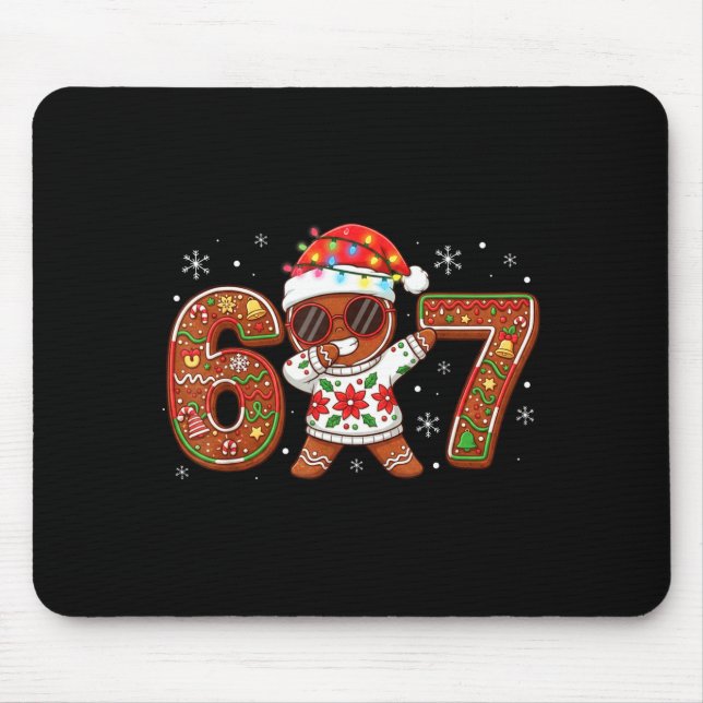 Funny Gingerbread Six Seven 67 Ice Cream Drip Chri Mouse Mat (Front)