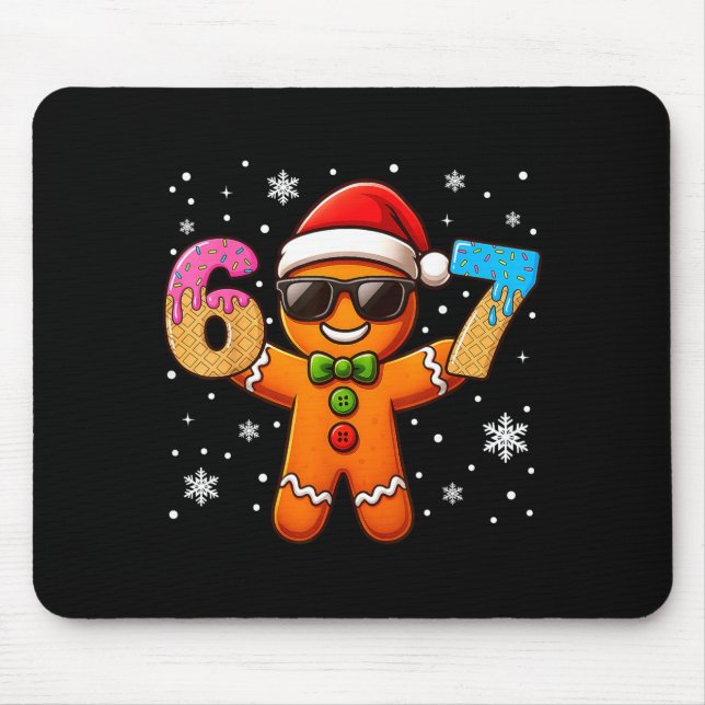 Funny Gingerbread Six Seven 67 Ice Cream Drip Chri Mouse Mat (Front)