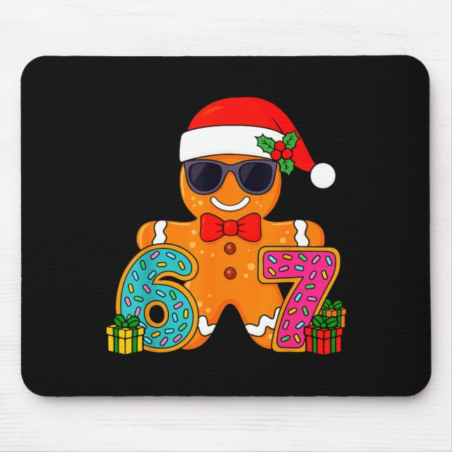 Funny Gingerbread Six Seven 67 Ice Cream Drip Chri Mouse Mat (Front)