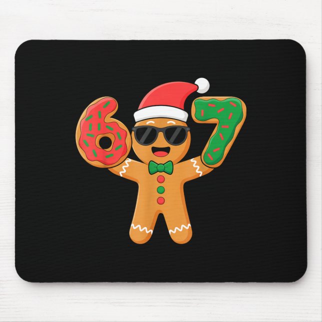 Funny Gingerbread Six Seven 67 Ice Cream Drip Chri Mouse Mat (Front)
