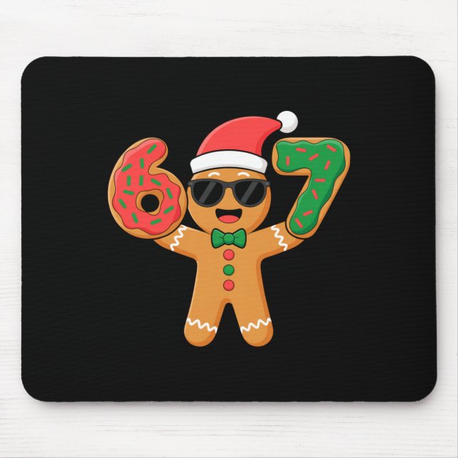 Funny Gingerbread Six Seven 67 Ice Cream Drip Chri Mouse Mat (Front)