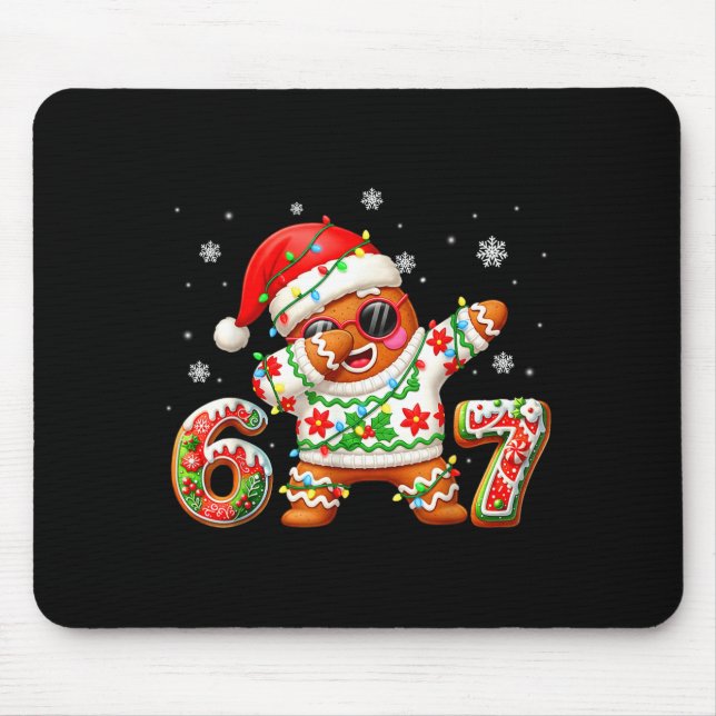 Funny Gingerbread Six Seven 67 Ice Cream Drip Chri Mouse Mat (Front)