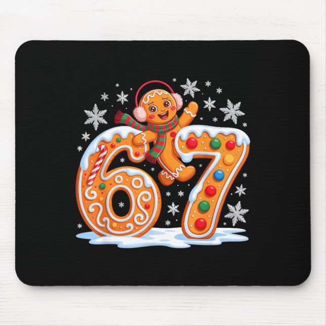 Funny Gingerbread Six Seven 67 Ice Cream Drip Chri Mouse Mat (Front)