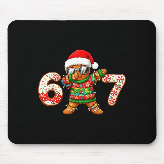 Funny Gingerbread Six Seven 67 Ice Cream Drip Chri Mouse Mat (Front)