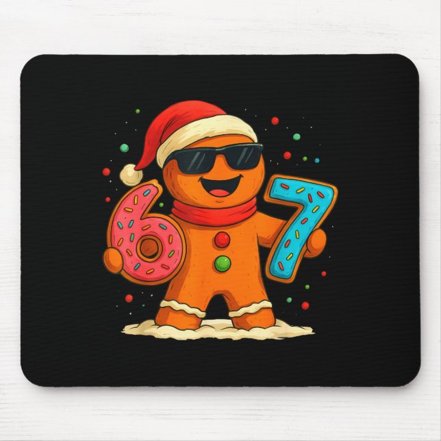 Funny Gingerbread Six Seven 67 Ice Cream Drip Chri Mouse Mat (Front)