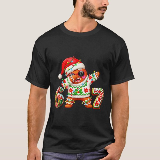 Funny Gingerbread Six Seven 67 Ice Cream Drip Chri T-Shirt (Front)