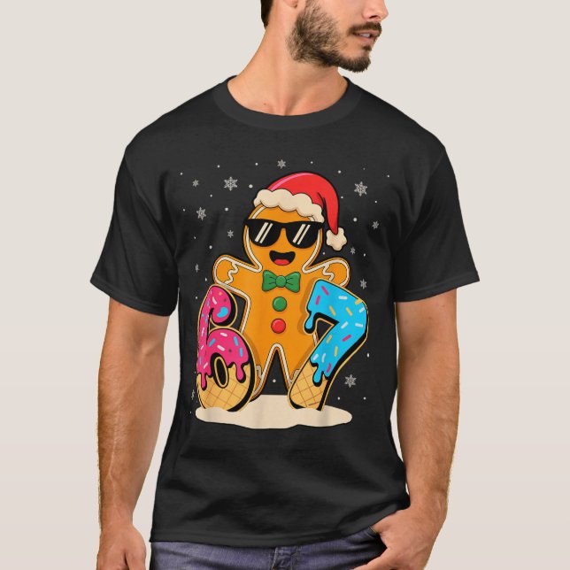 Funny Gingerbread Six Seven 67 Ice Cream Drip Chri T-Shirt (Front)