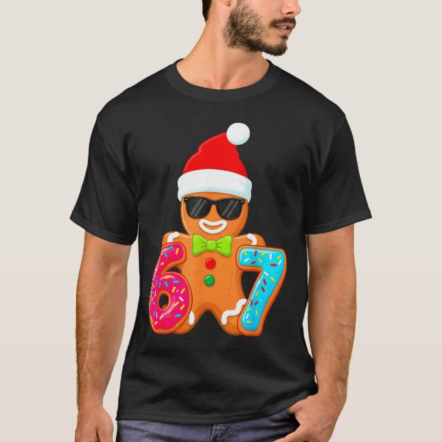 Funny Gingerbread Six Seven 67 Ice Cream Drip Chri T-Shirt (Front)