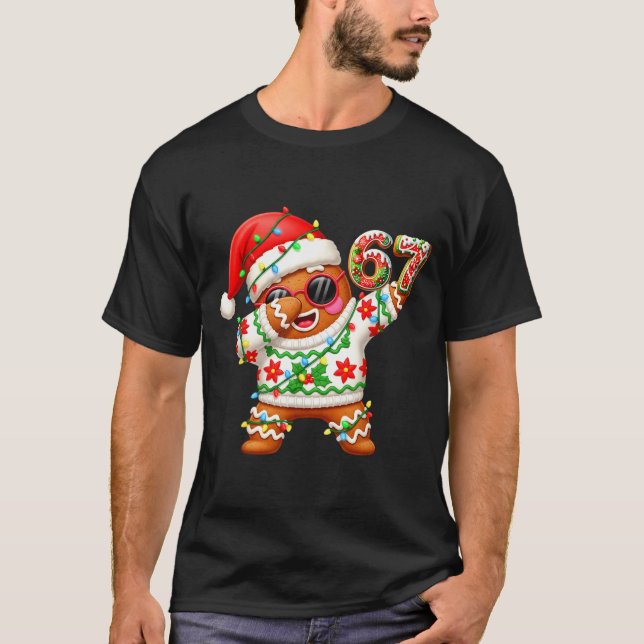 Funny Gingerbread Six Seven 67 Ice Cream Drip Chri T-Shirt (Front)