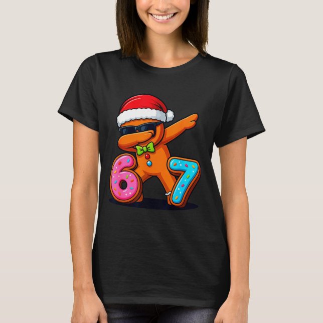 Funny Gingerbread Six Seven 67 Ice Cream Drip Chri T-Shirt (Front)