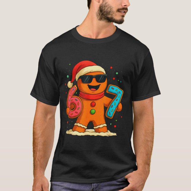 Funny Gingerbread Six Seven 67 Ice Cream Drip Chri T-Shirt (Front)
