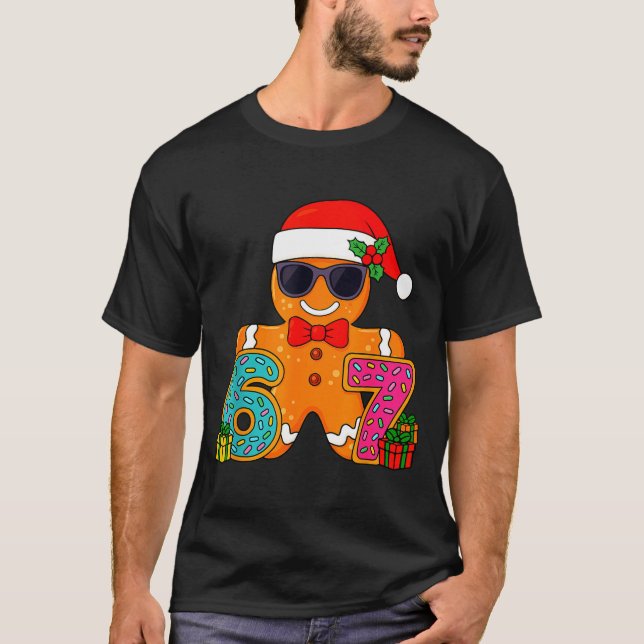 Funny Gingerbread Six Seven 67 Ice Cream Drip Chri T-Shirt (Front)