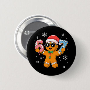 Funny Gingerbread Six Seven 67 Ice Cream Drip Xmas 6 Cm Round Badge
