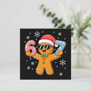 Funny Gingerbread Six Seven 67 Ice Cream Drip Xmas Holiday Card