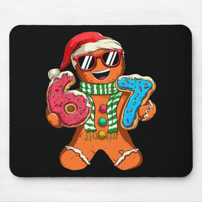 Funny Gingerbread Six Seven 67 Meme Ice Cream Chri Mouse Mat (Front)