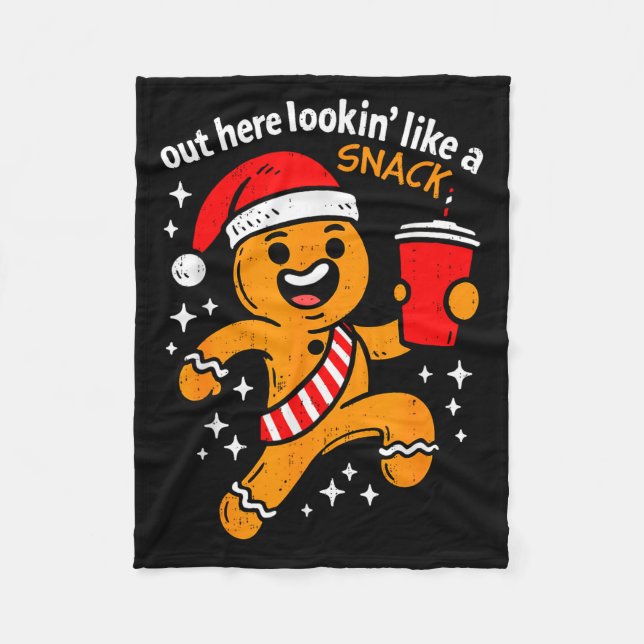 Funny Gingerbread Snack Christmas Xmas Teens Girls Fleece Blanket (Front)