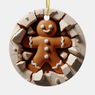 Funny Gingerbread Wall-Break Christmas Ornament