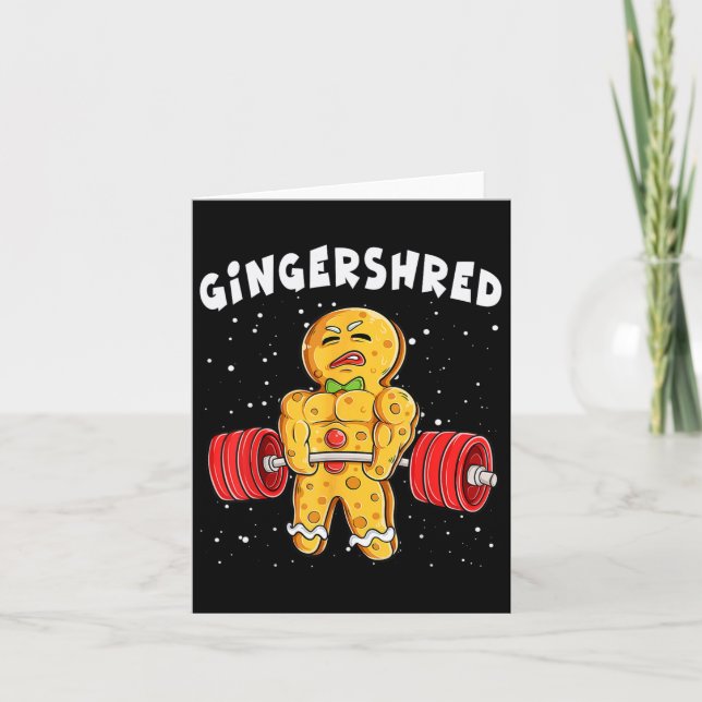 Funny Gingerbread Xmas Deadlift Tee Uni-adults  Card (Front)