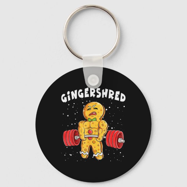 Funny Gingerbread Xmas Deadlift Tee Uni-adults  Key Ring (Front)