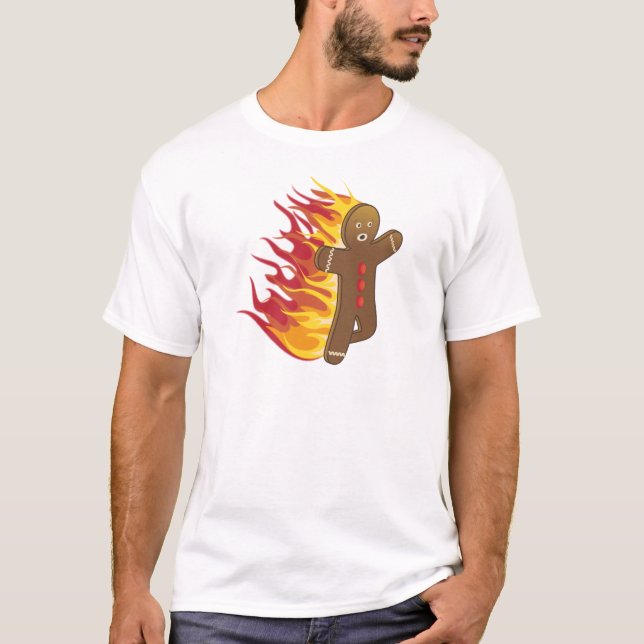 Funny Gingerbreadman on fire T-Shirt (Front)