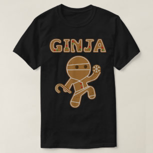 Funny Ginja Gingerbread Ninja Design T-Shirt
