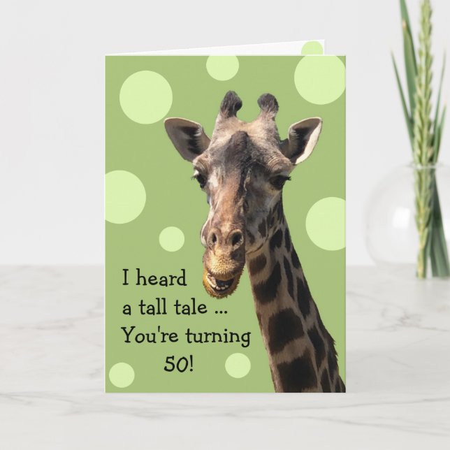 Funny Giraffe 50th Birthday Card  (Front)