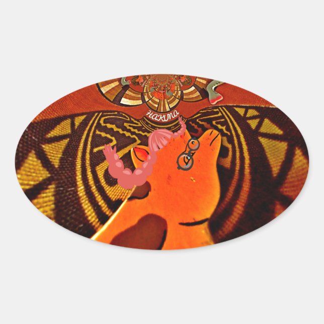  Funny Giraffe: A Kaleidoscopic African Charm Oval Sticker (Front)