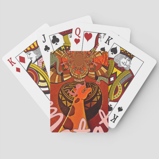  Funny Giraffe: A Kaleidoscopic African Charm Playing Cards (Back)
