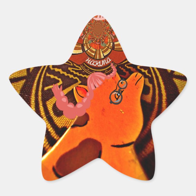 Funny Giraffe: A Kaleidoscopic African Charm Star Sticker (Front)