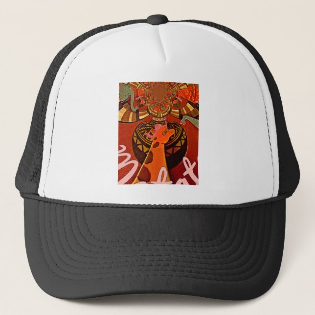  Funny Giraffe: A Kaleidoscopic African Charm Trucker Hat (Front)