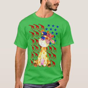Funny Giraffe American Flag Giraffe Lover 4th Of J T-Shirt