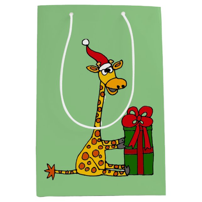 Funny Giraffe and Gift Christmas Gift Bag (Front)