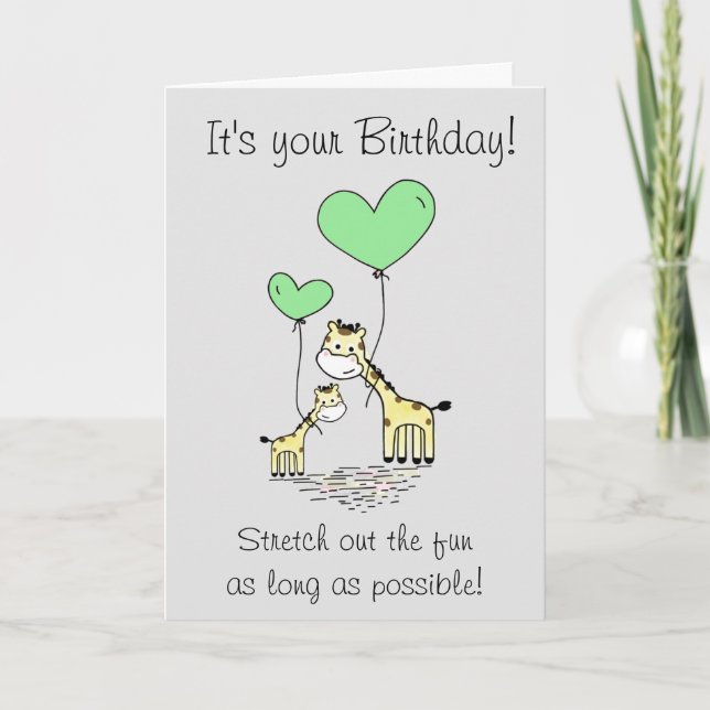 Funny Giraffe Animal Birthday Card (Front)