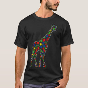 Funny Giraffe Animals Puzzle Pieces Autism Awarene T-Shirt