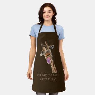 Funny Giraffe Apron with Custom Text Choose Colour