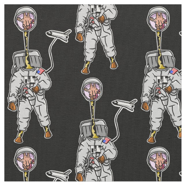 Funny giraffe astronaut  fabric (Close Up)