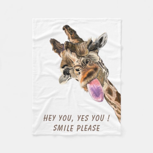 Funny Giraffe Baby Fleece Blanket (Front)