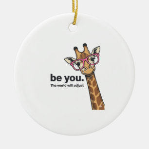 Funny Giraffe Be You Vintage Engraving Shirt Desig Ceramic Tree Decoration