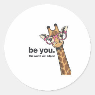 Funny Giraffe Be You Vintage Engraving Shirt Desig Classic Round Sticker