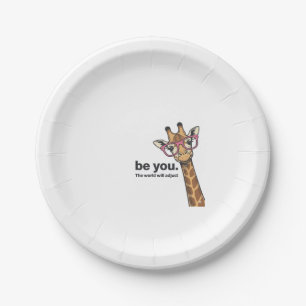 Funny Giraffe Be You Vintage Engraving Shirt Desig Paper Plate