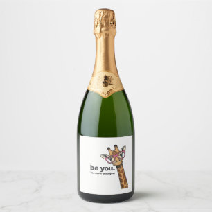 Funny Giraffe Be You Vintage Engraving Shirt Desig Sparkling Wine Label