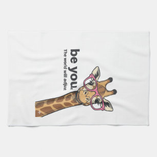 Funny Giraffe Be You Vintage Engraving Shirt Desig Tea Towel