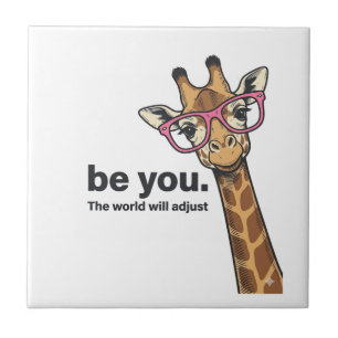 Funny Giraffe Be You Vintage Engraving Shirt Desig Tile