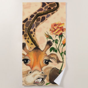 Funny Giraffe Beach Towel