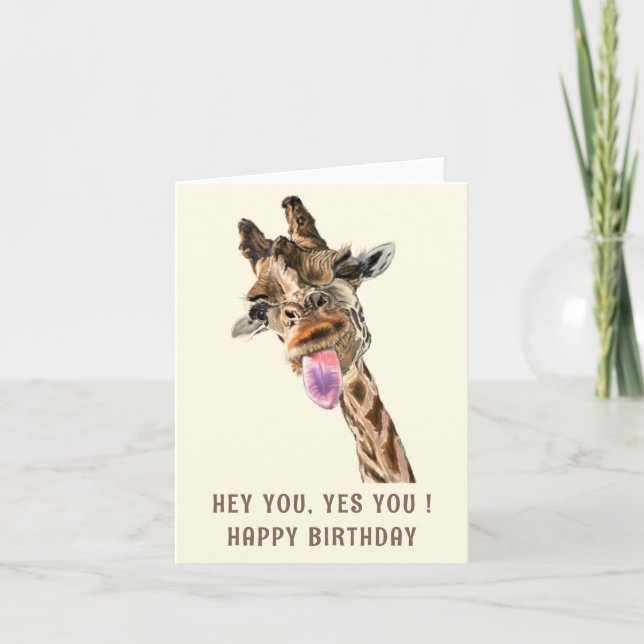 Funny Giraffe Birthday Card (Front)