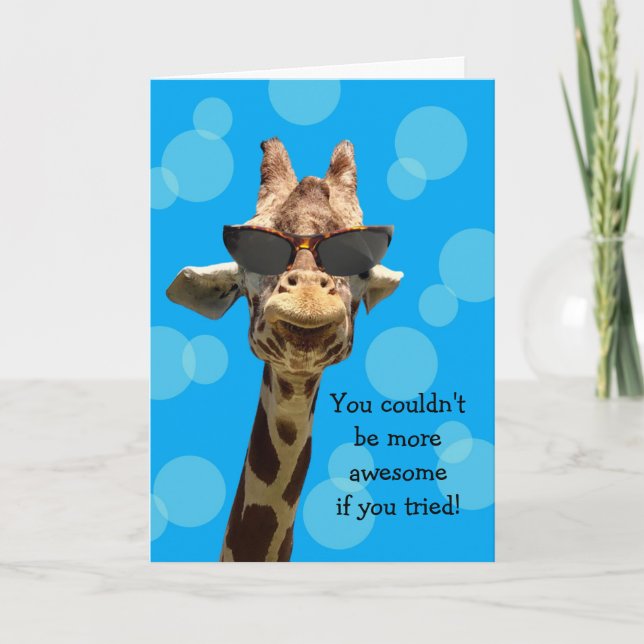Funny Giraffe Birthday Card (Front)