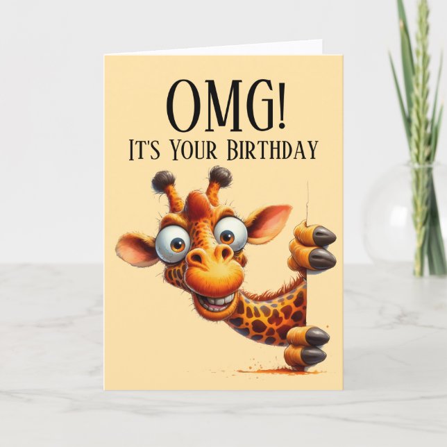 Funny Giraffe Birthday Card (Front)